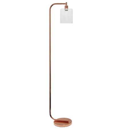 Lighting Business 12 x 10 x 63 in. Antique Style Industrial Iron Lantern Floor Lamp with Glass Shade, Rose Gold LI1683011